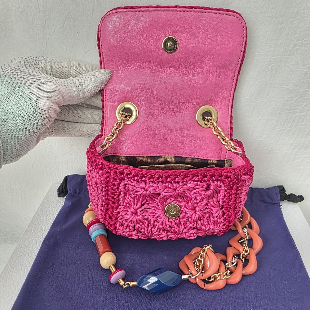 Auth Dolce & Gabbana Raffia Sicily Flap Shoulder Bag - Picture 8 of 11